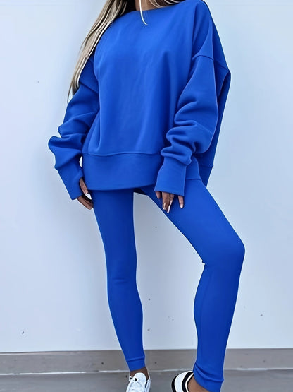 Katoenmix set met losse pullover en broek voor dames – ZELON - Glamorix