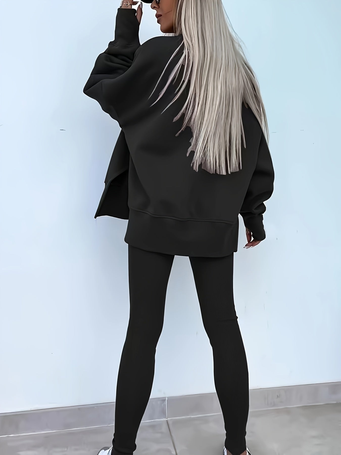 Katoenmix set met losse pullover en broek voor dames – ZELON - Glamorix