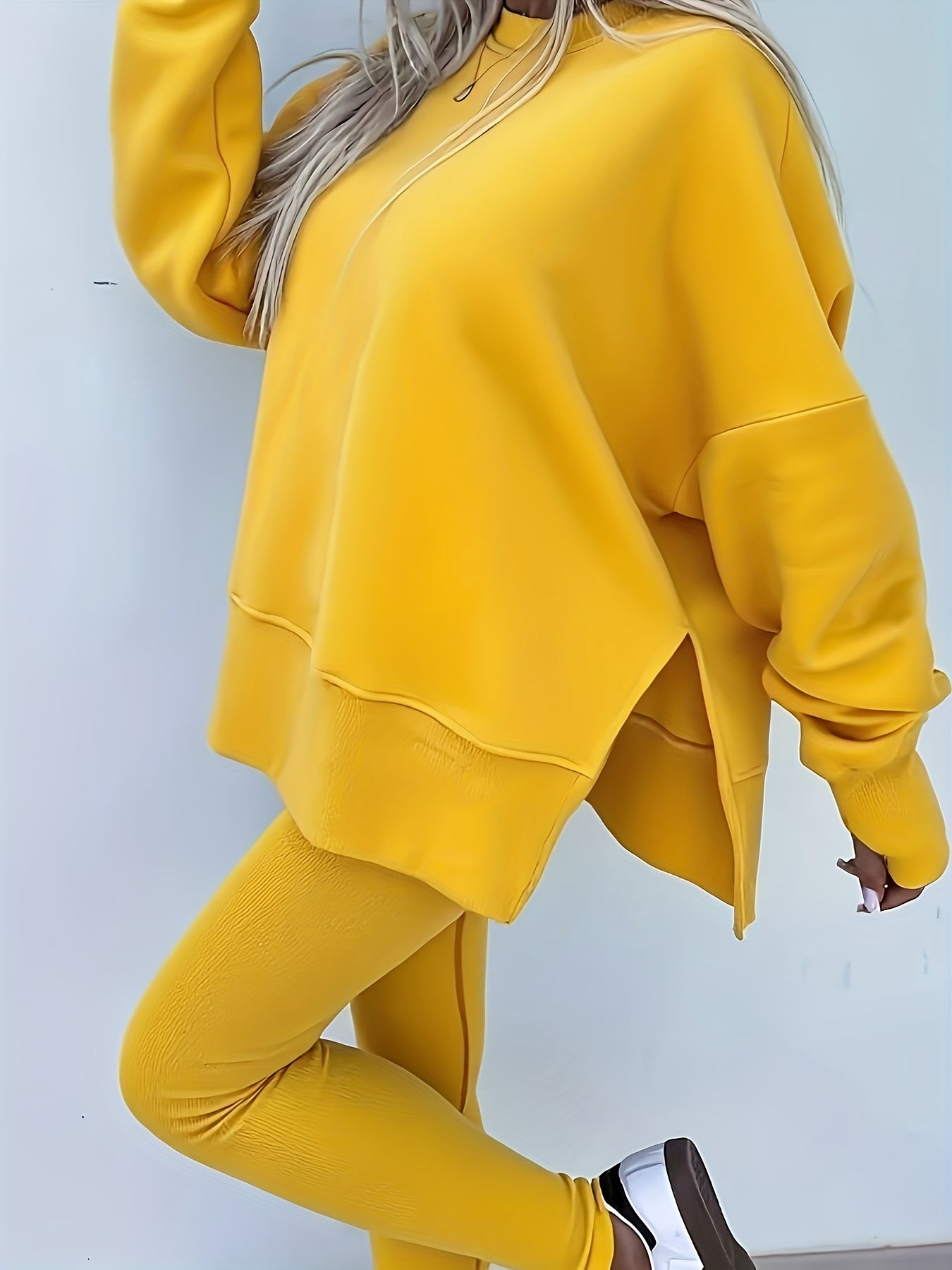 Katoenmix set met losse pullover en broek voor dames – ZELON - Glamorix