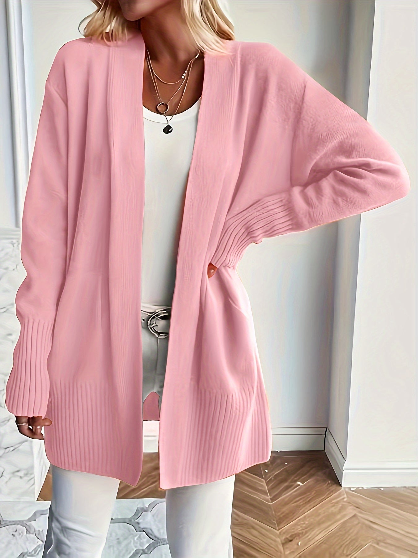 Katoenmix Trui-Cardigan – V Hals & Losse Pasvorm Warmte - Glamorix