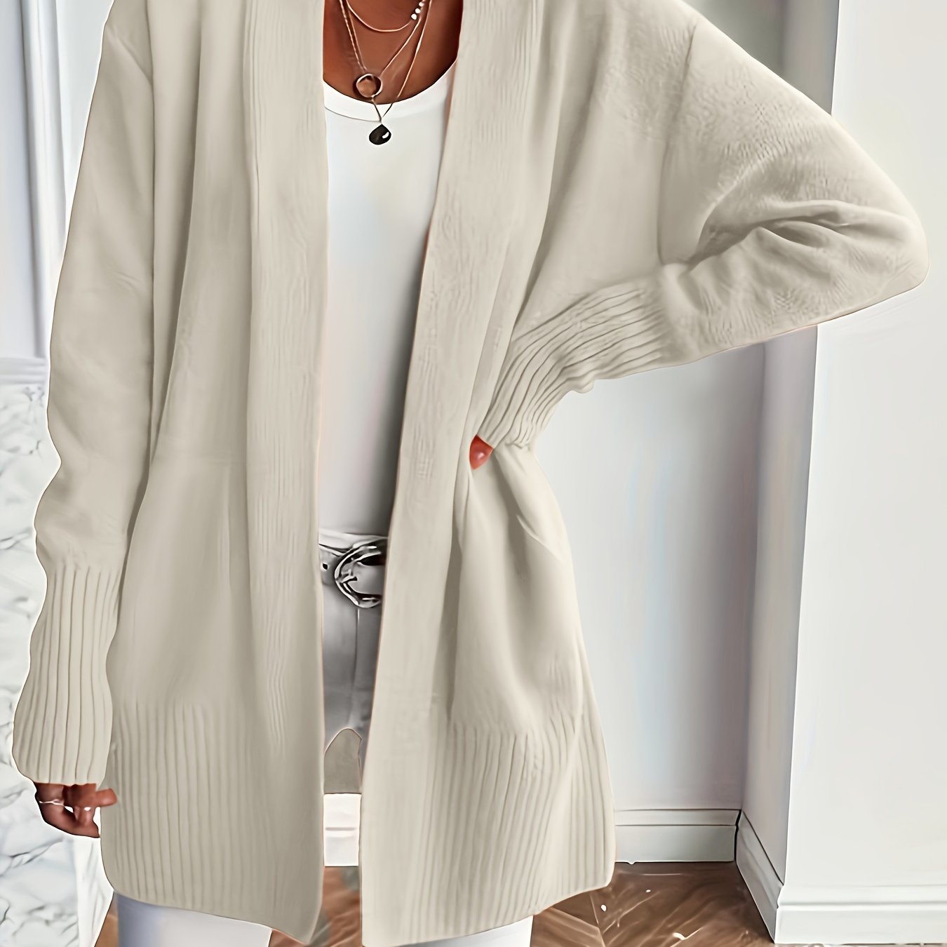 Katoenmix Trui-Cardigan – V Hals & Losse Pasvorm Warmte - Glamorix