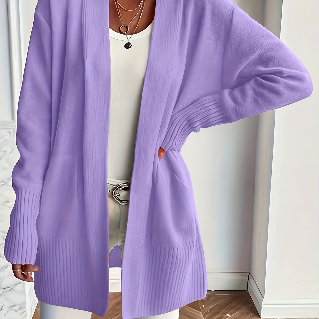 Katoenmix Trui-Cardigan – V Hals & Losse Pasvorm Warmte - Glamorix