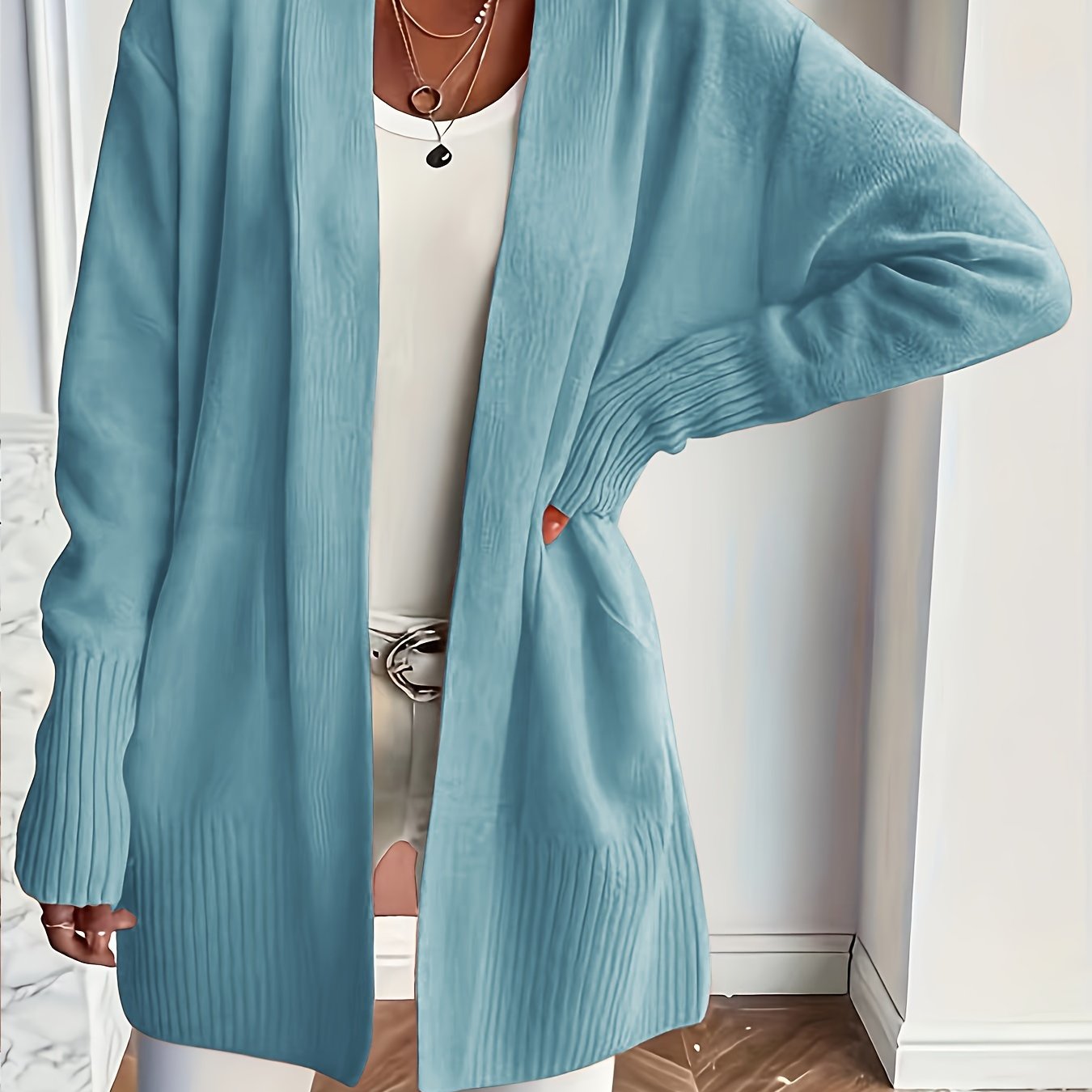 Katoenmix Trui-Cardigan – V Hals & Losse Pasvorm Warmte - Glamorix