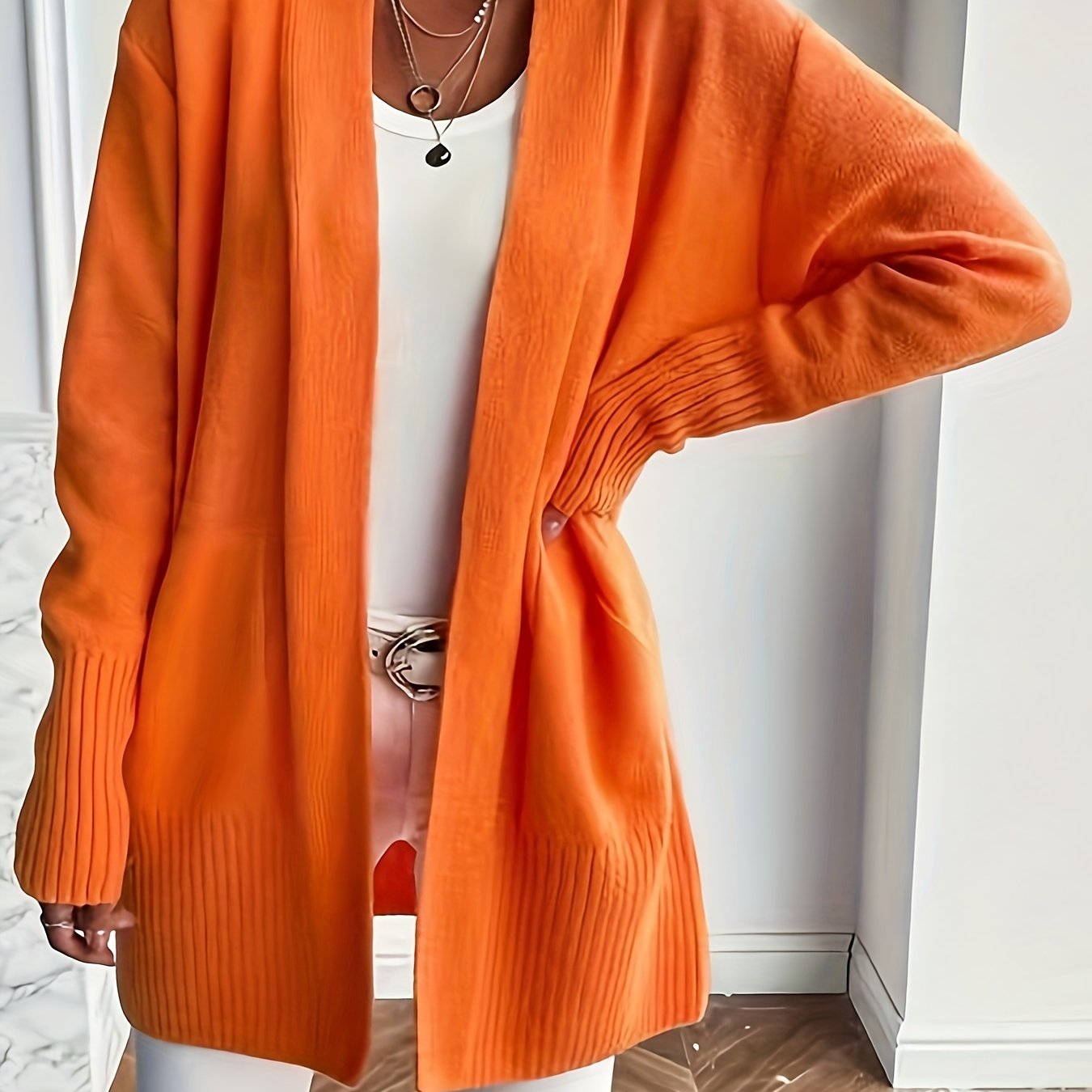 Katoenmix Trui-Cardigan – V Hals & Losse Pasvorm Warmte - Glamorix