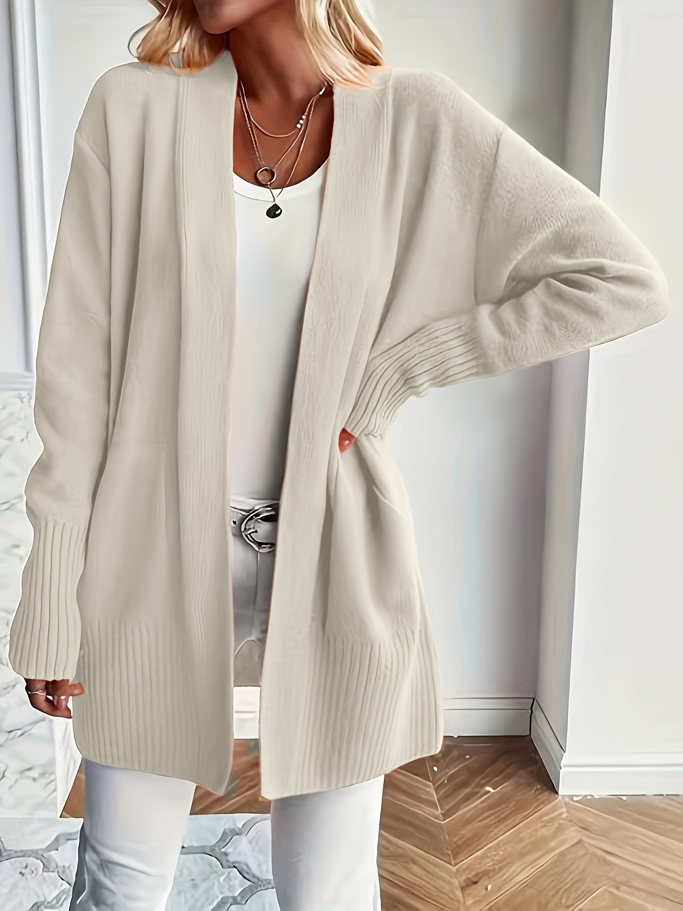 Katoenmix Trui-Cardigan – V Hals & Losse Pasvorm Warmte - Glamorix