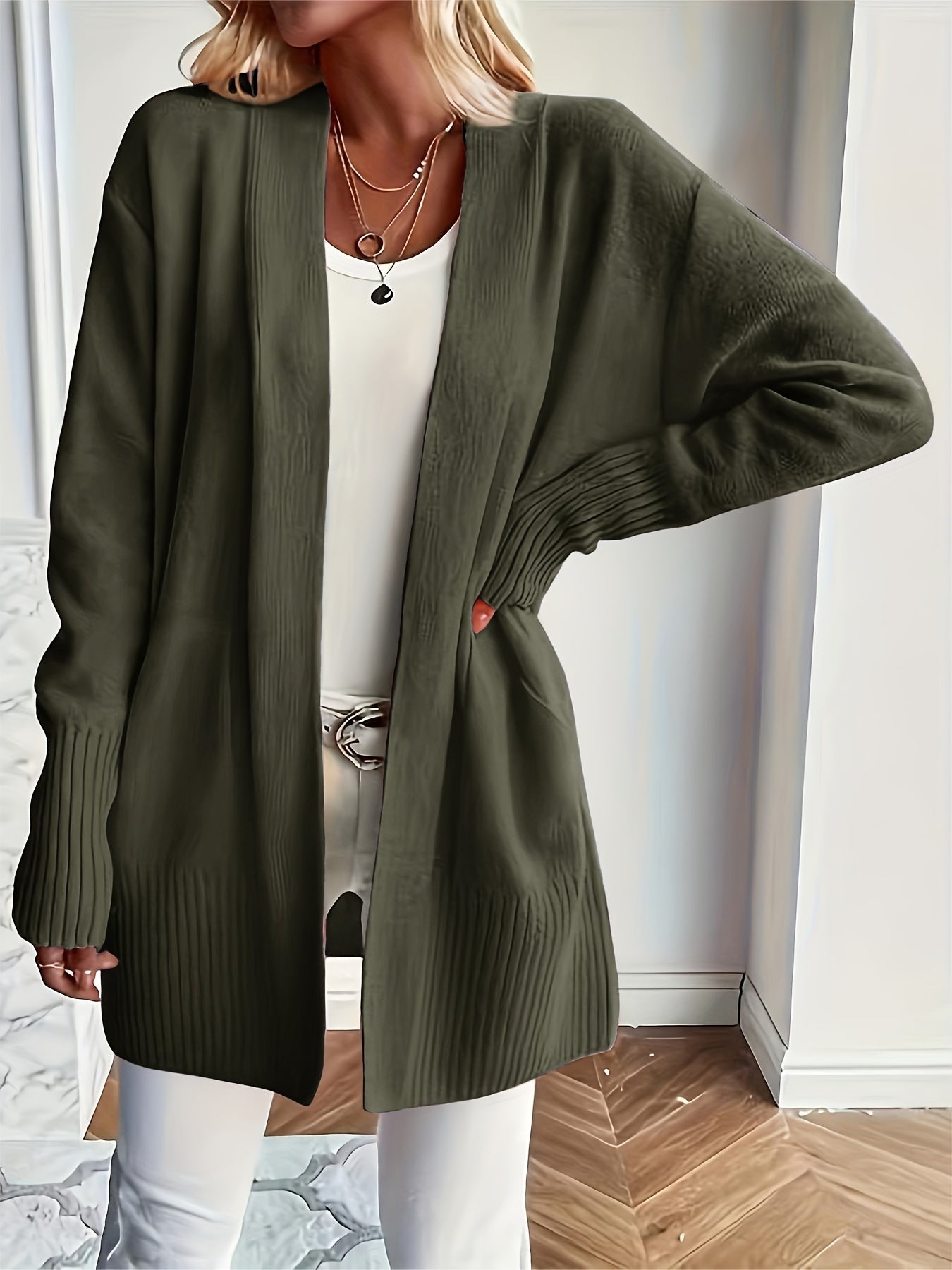 Katoenmix Trui-Cardigan – V Hals & Losse Pasvorm Warmte - Glamorix