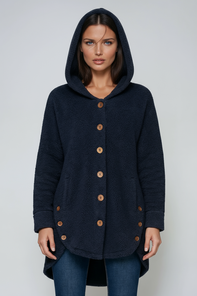 Teddy Jas Dames | Capuchon & Knoopsluiting - Glamorix