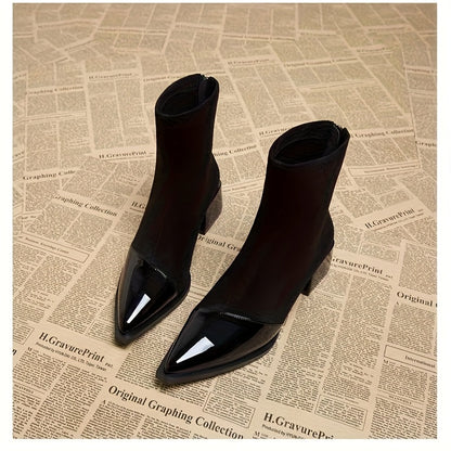 Kunstleer Enkellaarzen – Puntige Neus & Stevige Hak - Glamorix