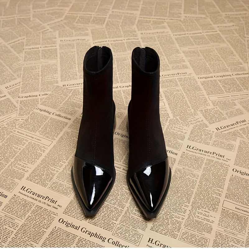 Kunstleer Enkellaarzen – Puntige Neus & Stevige Hak - Glamorix