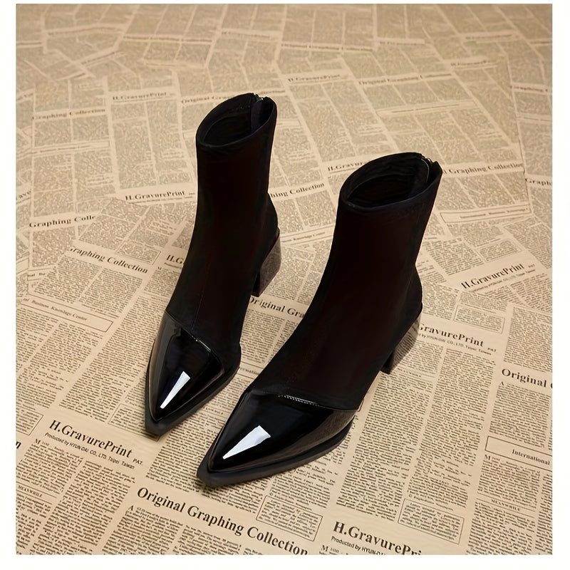 Kunstleer Enkellaarzen – Puntige Neus & Stevige Hak - Glamorix