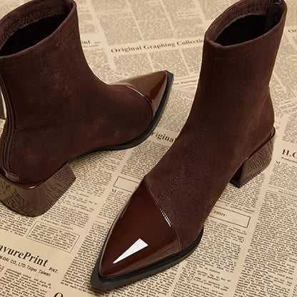 Kunstleer Enkellaarzen – Puntige Neus & Stevige Hak - Glamorix