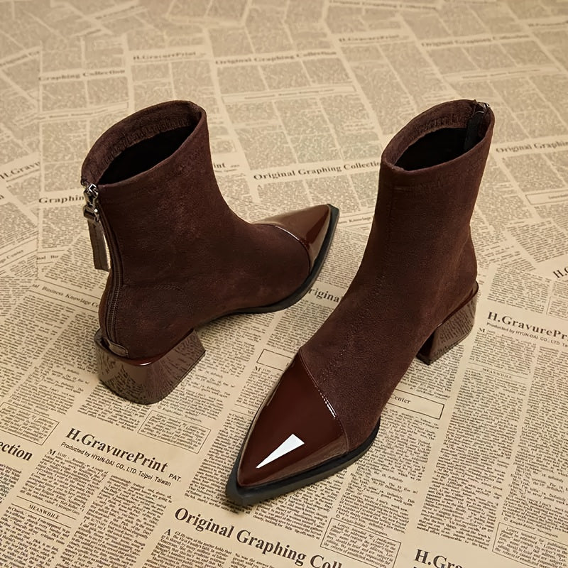 Kunstleer Enkellaarzen – Puntige Neus & Stevige Hak - Glamorix