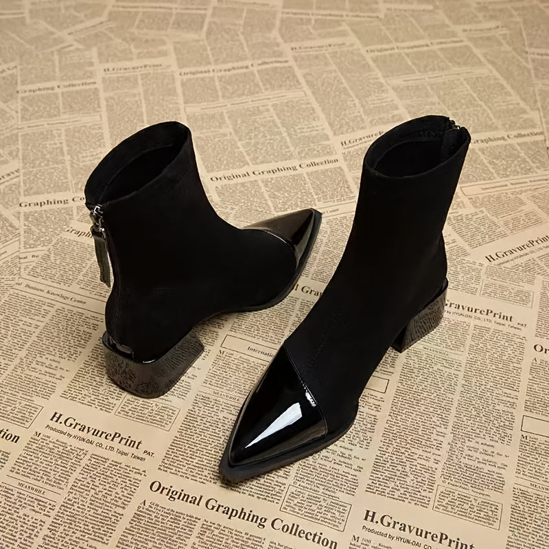 Kunstleer Enkellaarzen – Puntige Neus & Stevige Hak - Glamorix