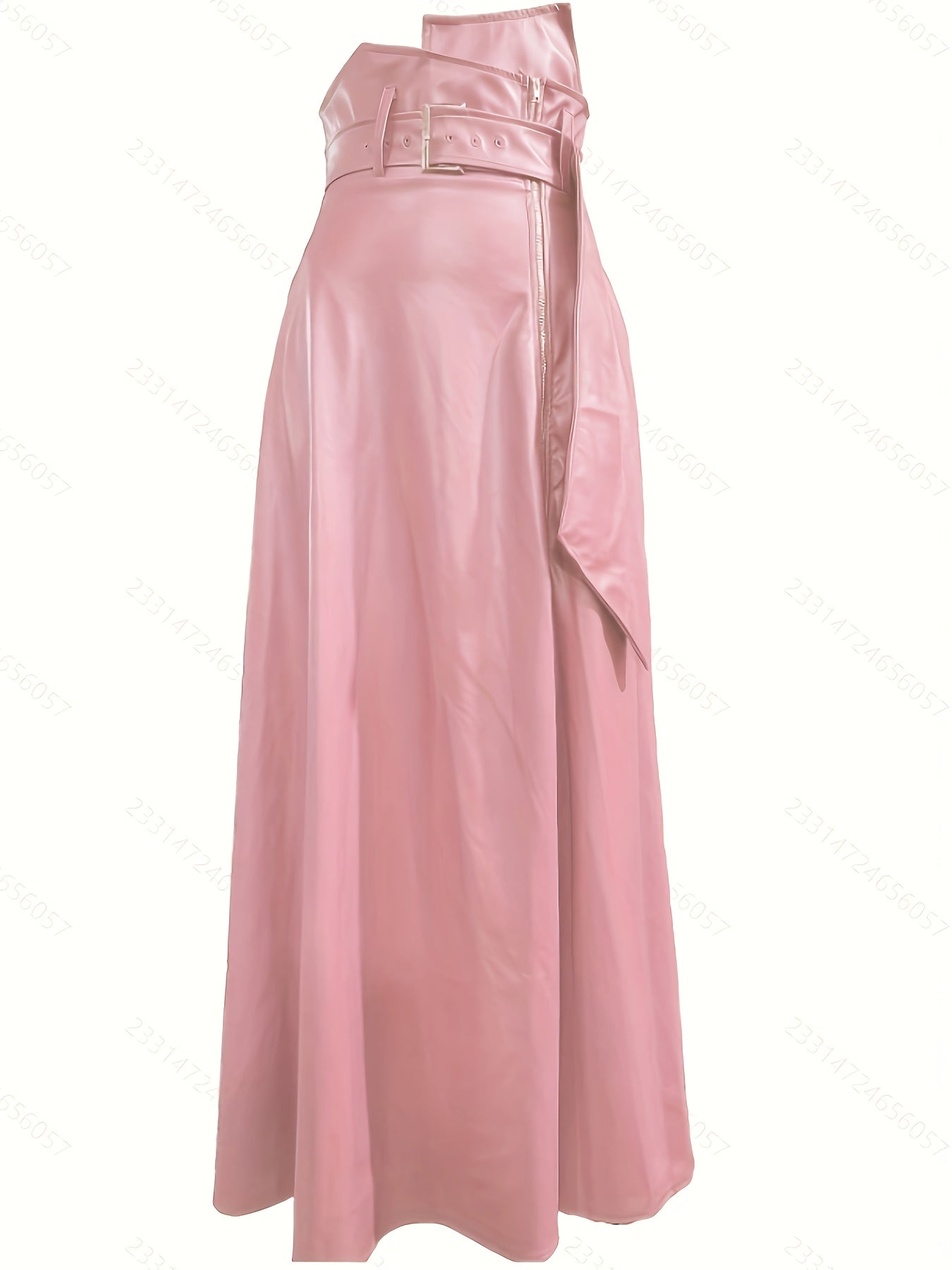 Kunstleer Rok - Hoge Taille A Lijn Vorm en Zijritszakken - Glamorix