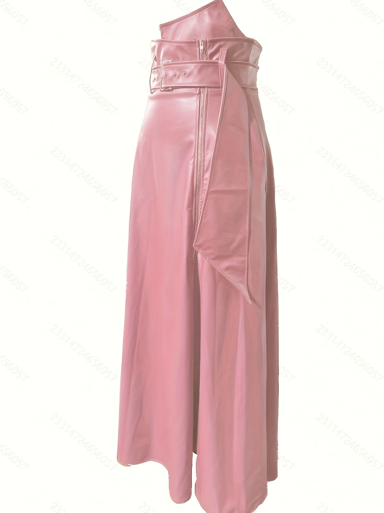 Kunstleer Rok - Hoge Taille A Lijn Vorm en Zijritszakken - Glamorix