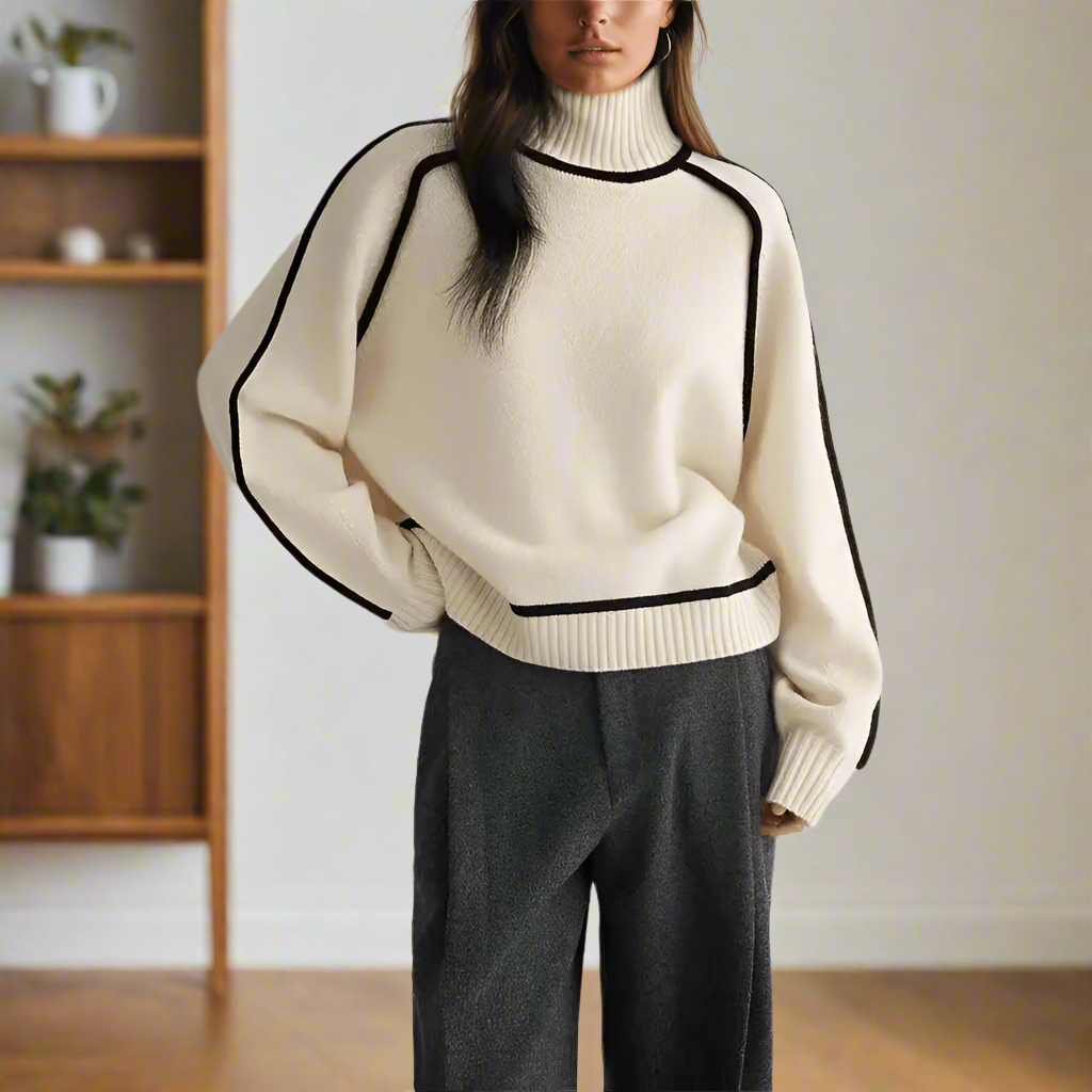 Losvallende gebreide coltrui voor dames – MINELYA - Glamorix