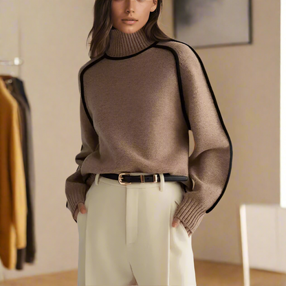 Losvallende gebreide coltrui voor dames – MINELYA - Glamorix