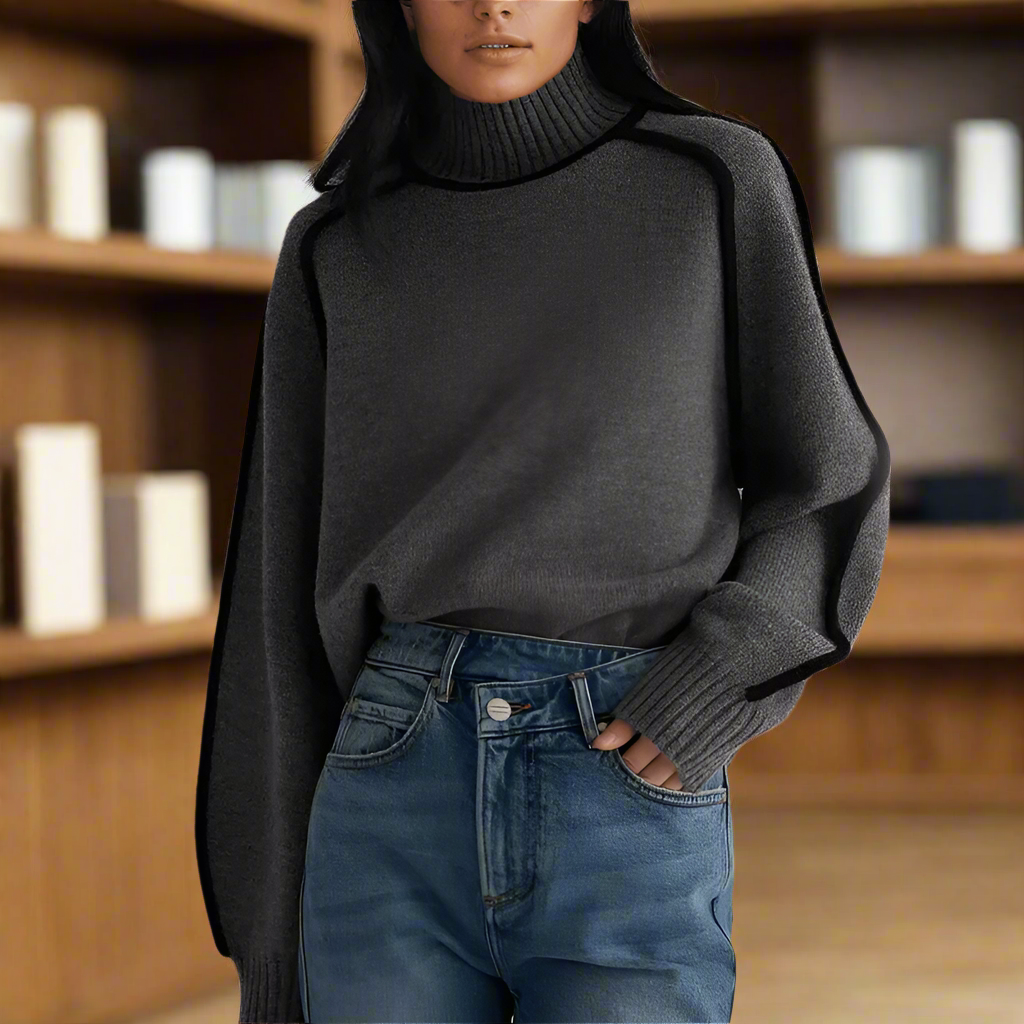 Losvallende gebreide coltrui voor dames – MINELYA - Glamorix