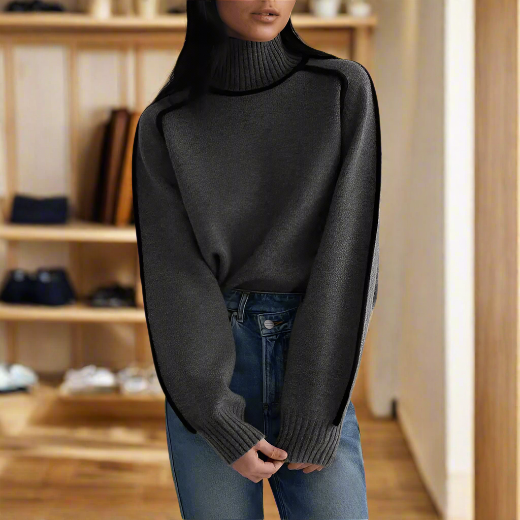 Losvallende gebreide coltrui voor dames – MINELYA - Glamorix