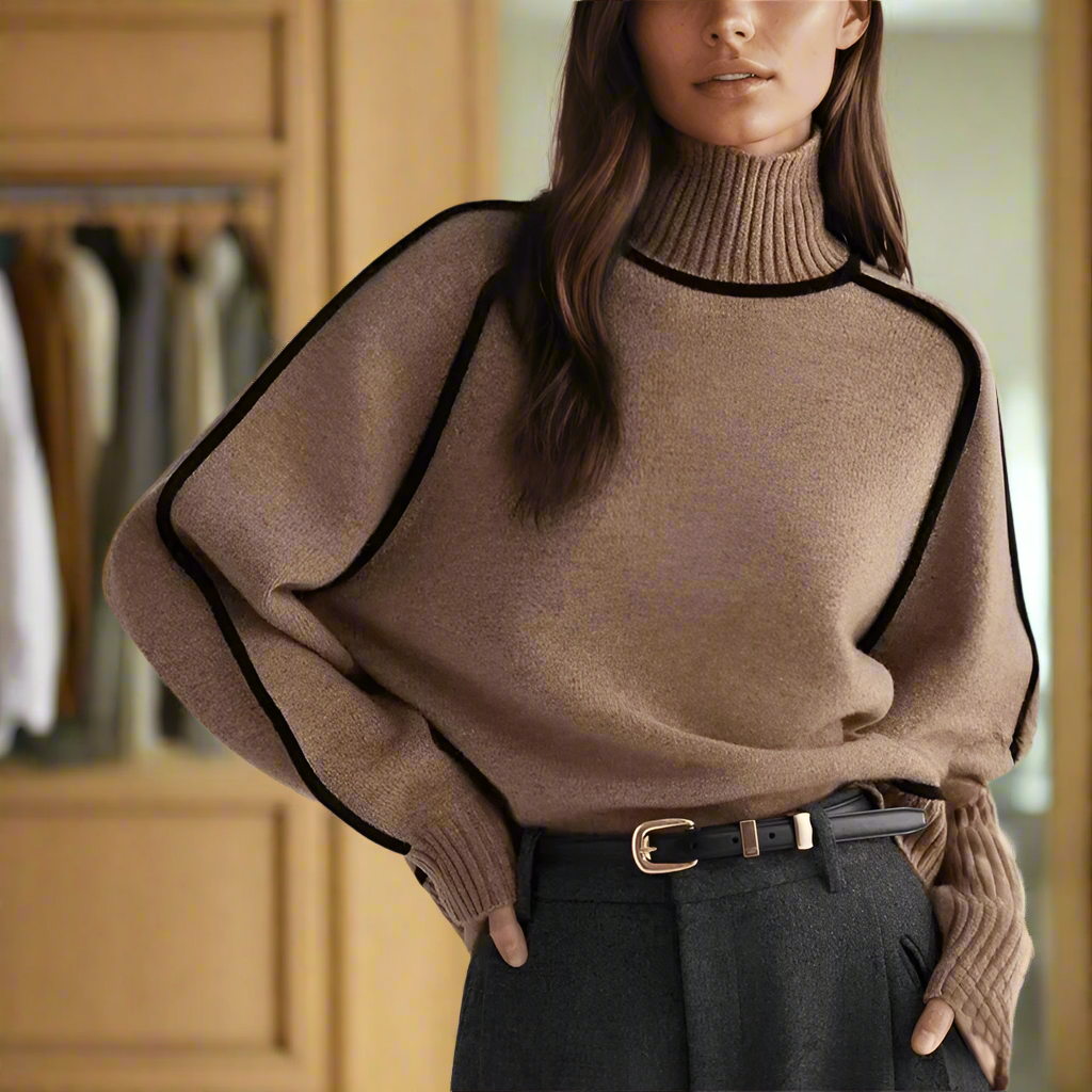 Losvallende gebreide coltrui voor dames – MINELYA - Glamorix