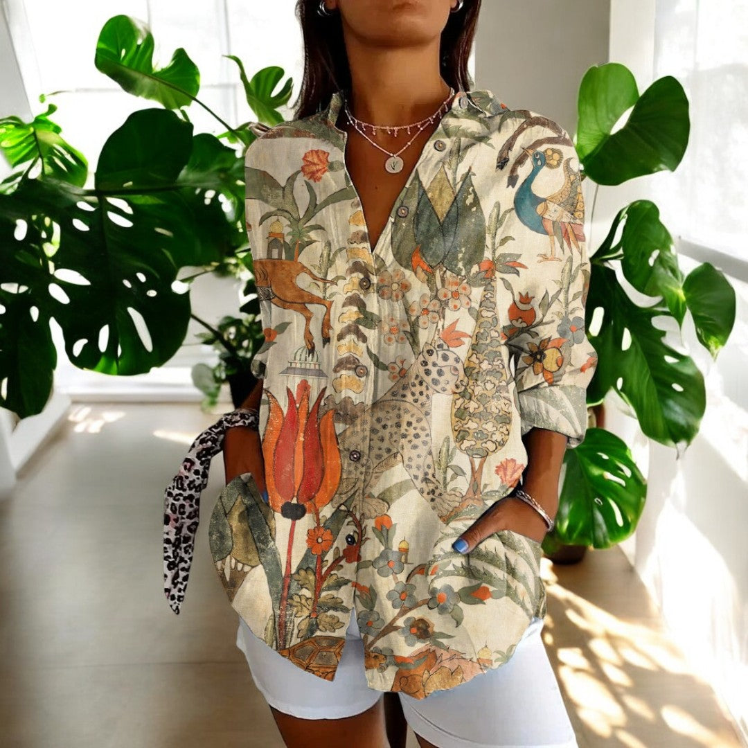 Luchtige dames blouse met knoopsluiting en elegante pasvorm – AYLA BUTTON - Glamorix