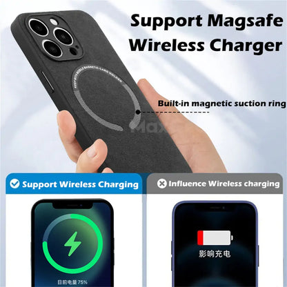 Magnetische Wildleren Hoes voor iPhone - Luxe bescherming met MagSafe-compatibiliteit