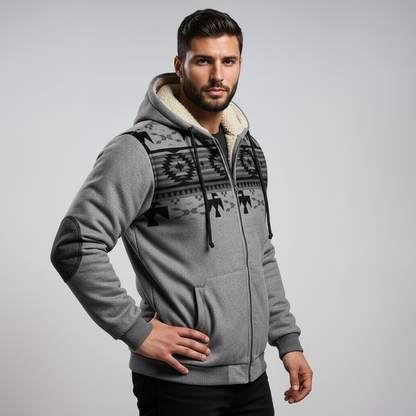 Winterjas Heren | Aztec Print & Bontvoering - Glamorix