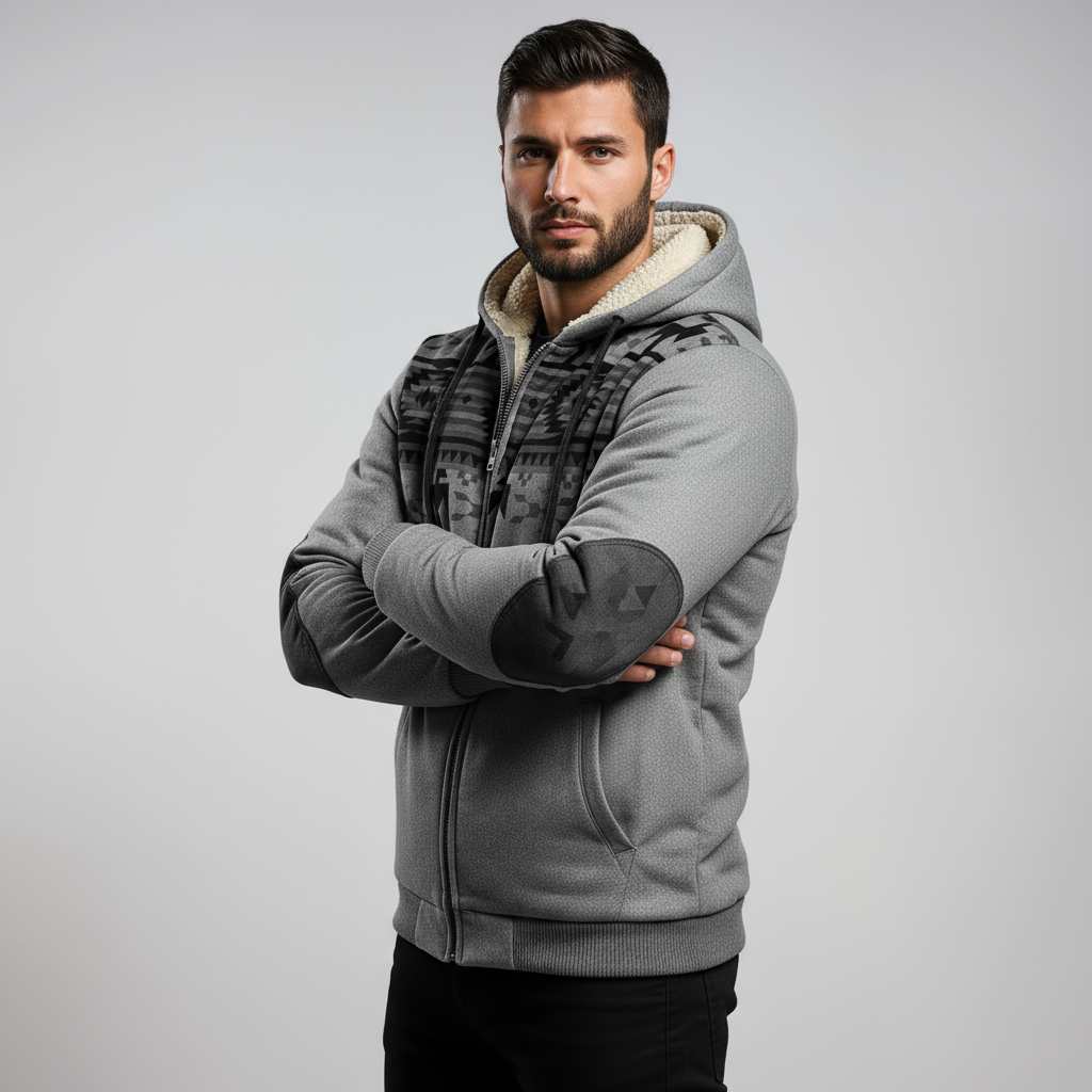 Winterjas Heren | Aztec Print & Bontvoering - Glamorix