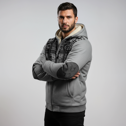 Winterjas Heren | Aztec Print & Bontvoering - Glamorix