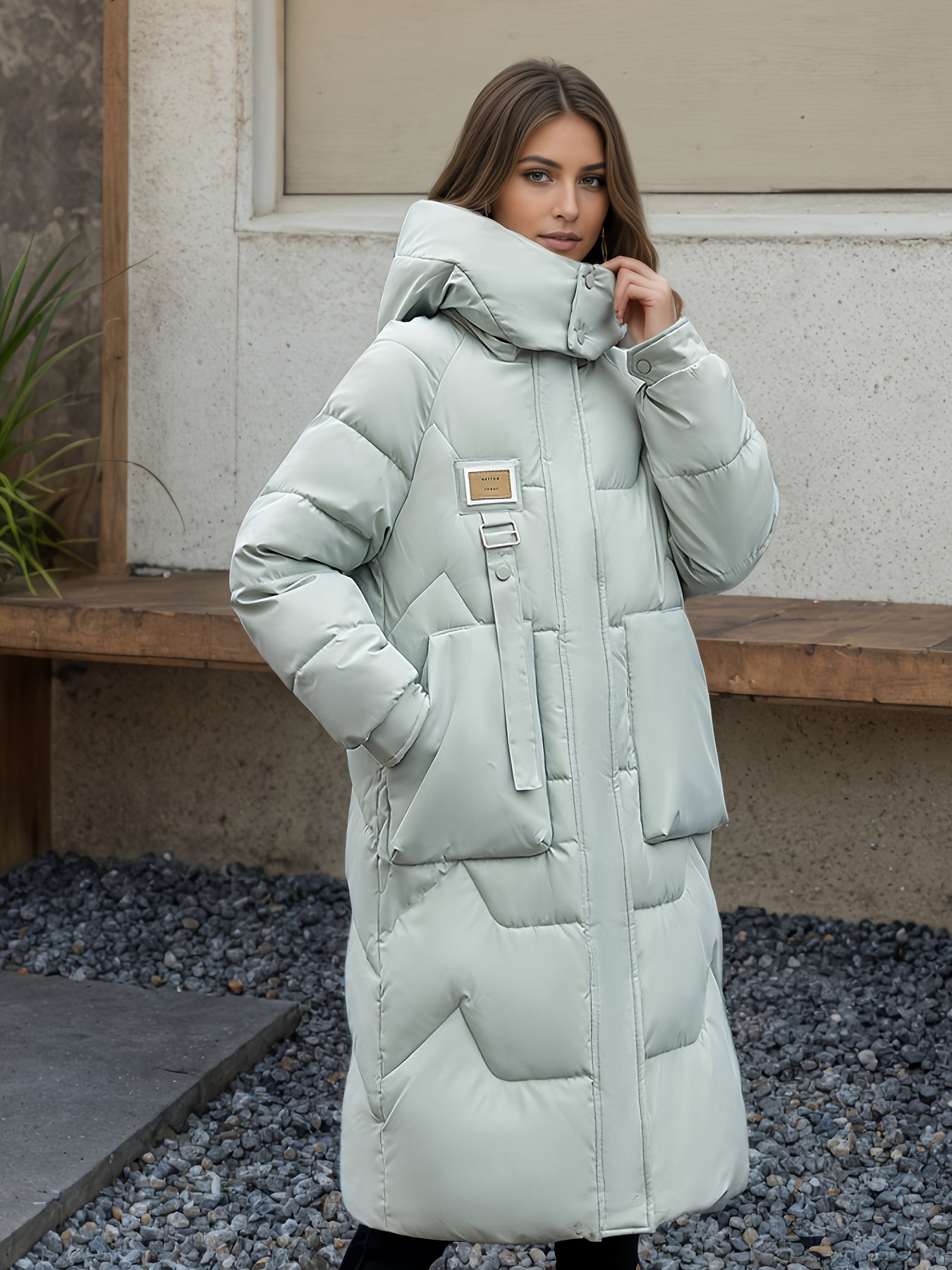 Lange jas met ritssluiting en zakken voor dames – NOVAWEAR - Glamorix