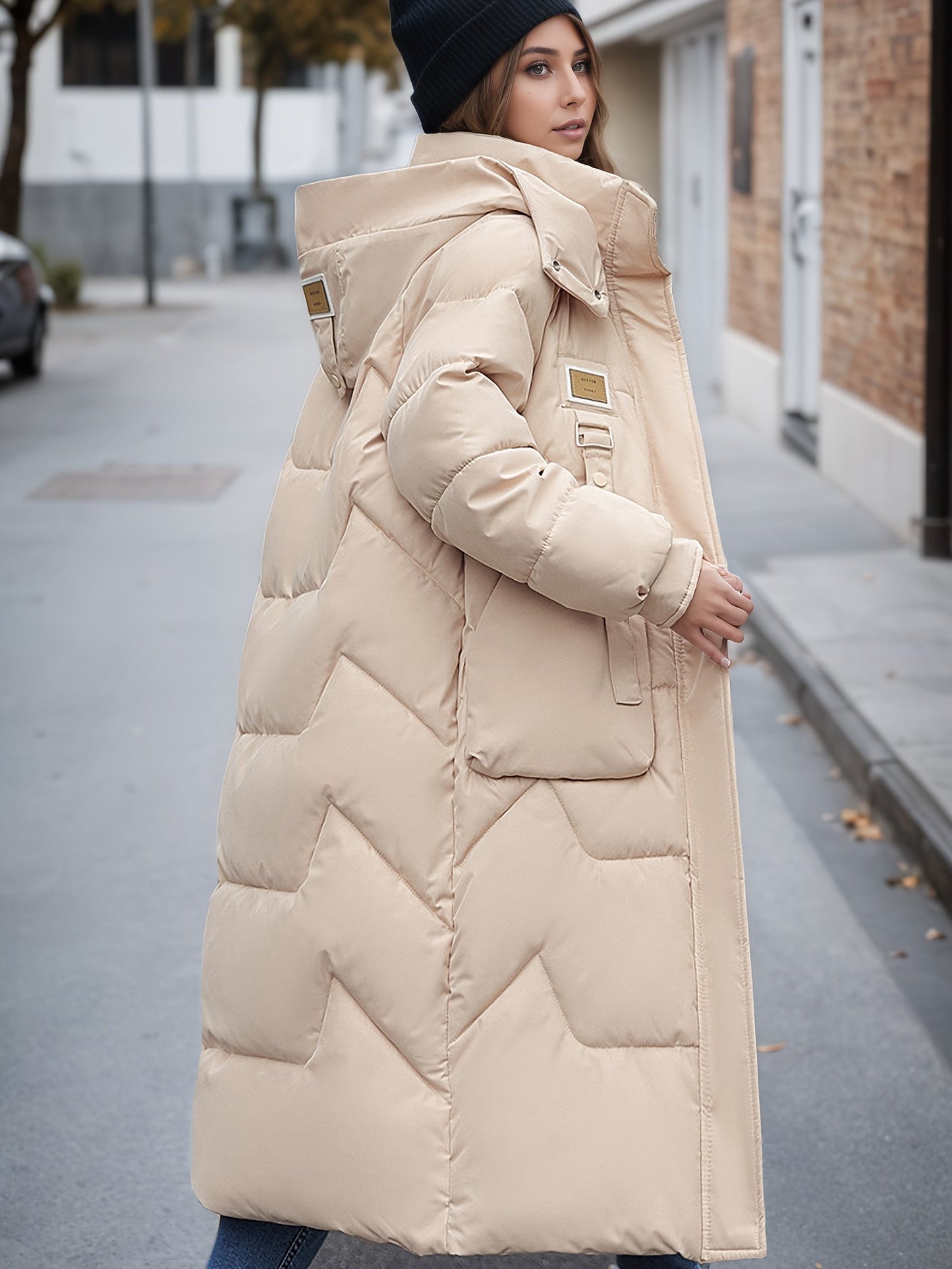 Lange jas met ritssluiting en zakken voor dames – NOVAWEAR - Glamorix