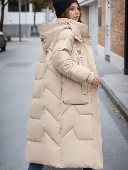 Lange jas met ritssluiting en zakken voor dames – NOVAWEAR - Glamorix