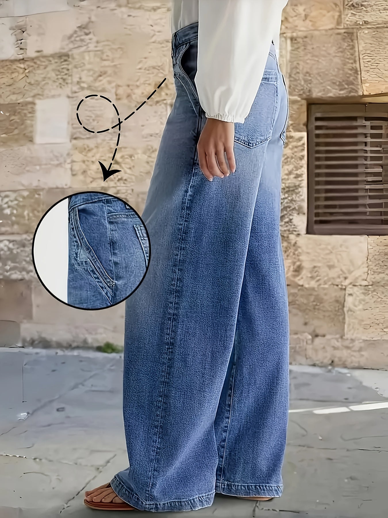 Lange Jeans – Katoenmix Met Uitlopende Pijpen Voor Bewegen - Glamorix