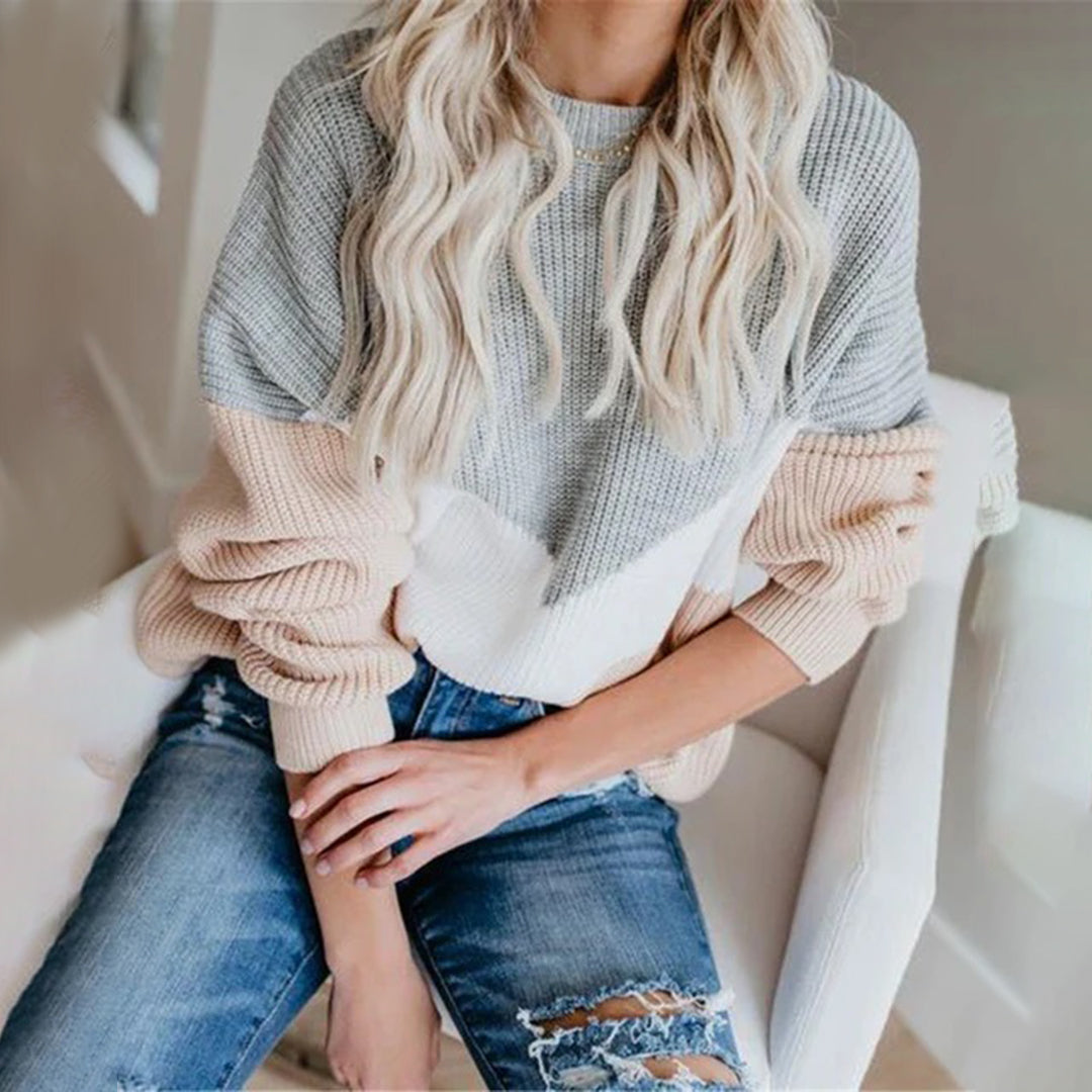 ELIN – Casual color block trui met ontspannen pasvorm voor een trendy look