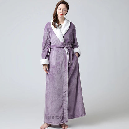 ELISE - Pluche damesbadjas met riem over de hele lengte