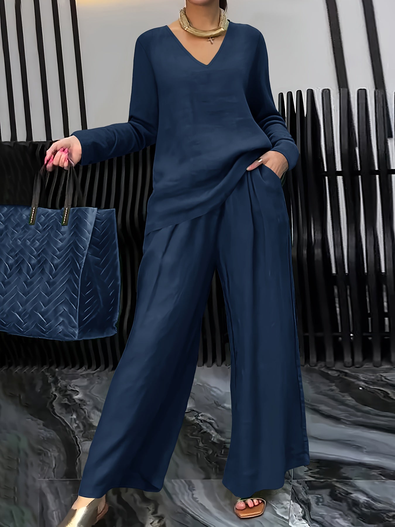 Linnenmix Set Met Geweven Structuur Voor Dames – NOVA - Glamorix