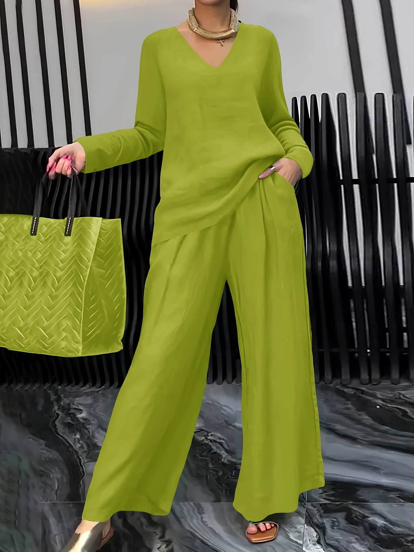 Linnenmix Set Met Geweven Structuur Voor Dames – NOVA - Glamorix