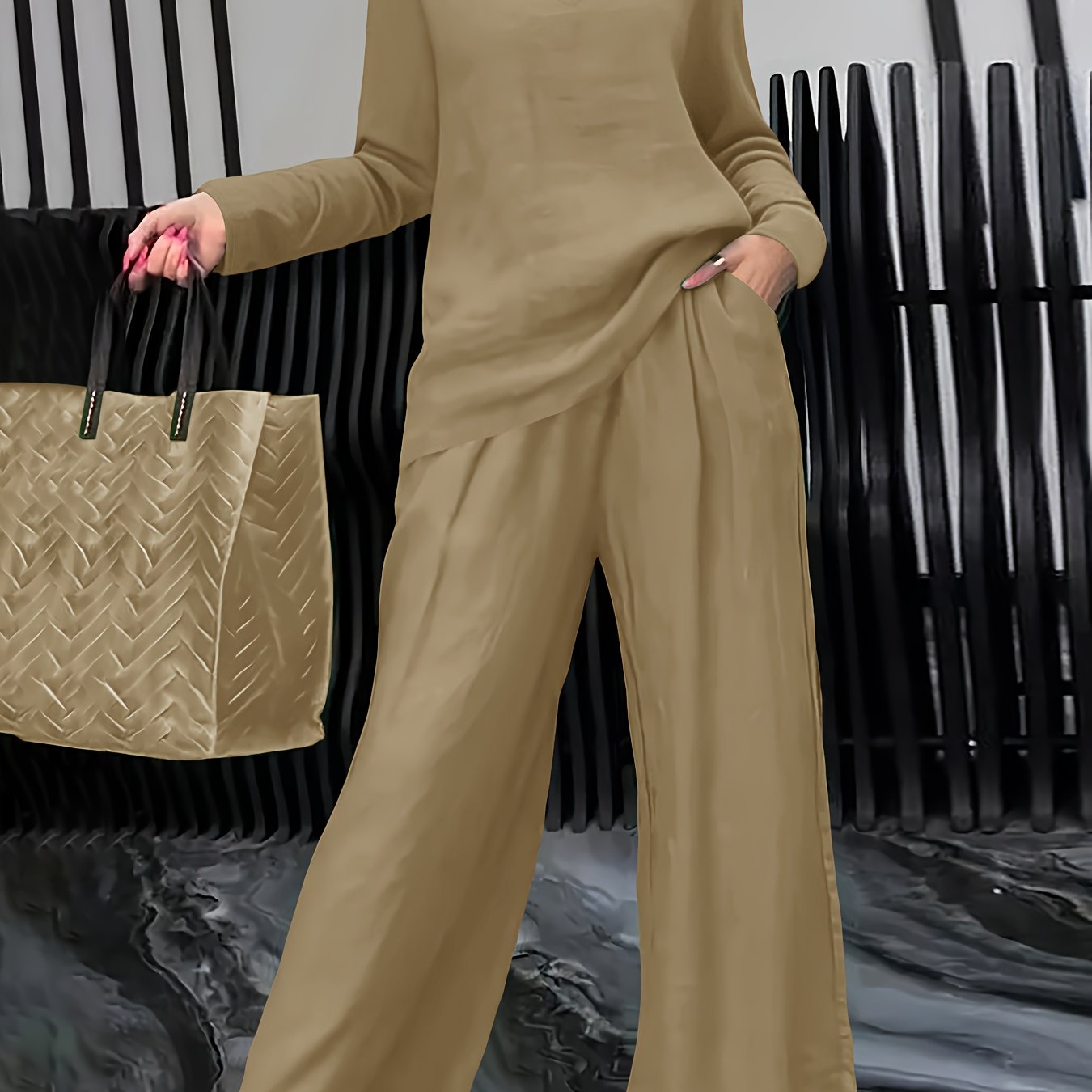 Linnenmix Set Met Geweven Structuur Voor Dames – NOVA - Glamorix