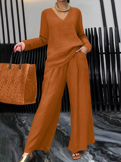 Linnenmix Set Met Geweven Structuur Voor Dames – NOVA - Glamorix