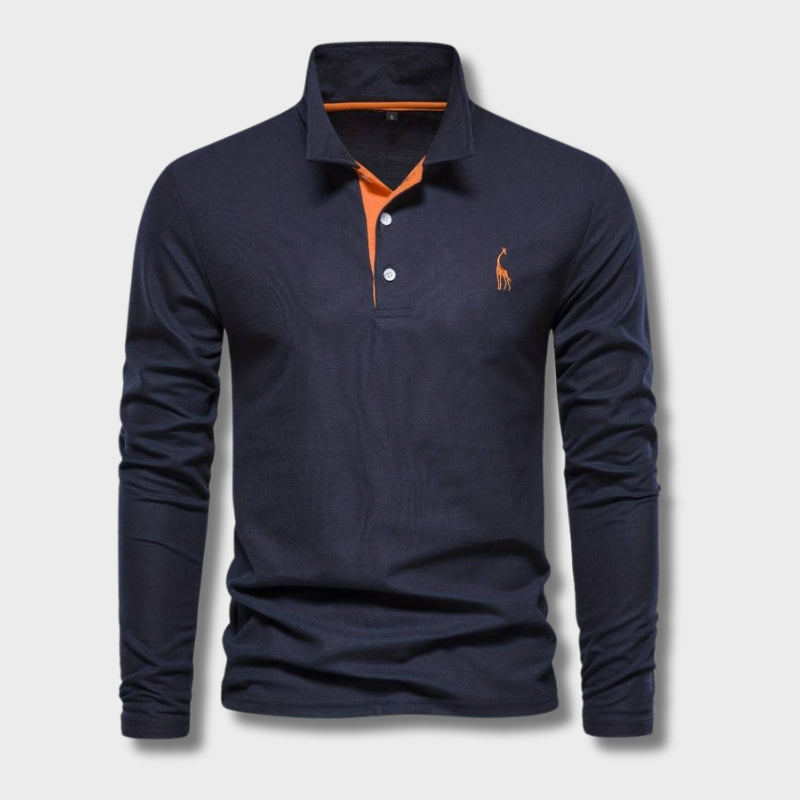 SENNA - Lange mouwen poloshirt met contrasterende afwerking