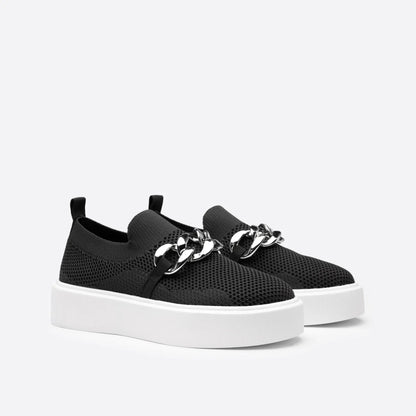 Modieuze slip-on sneaker met chunky kettingdetail – FENNA - Glamorix