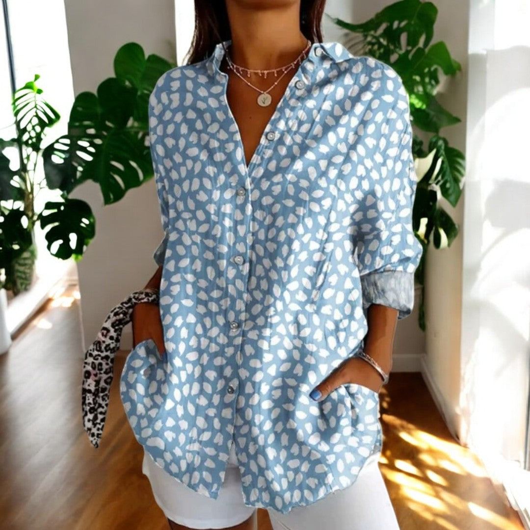 Luchtige dames blouse met knoopsluiting en elegante pasvorm – AYLA BUTTON - Glamorix