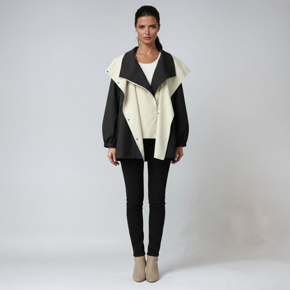 CLARA – Dames regenjas met hoge ritssluiting en minimalistisch design - Glamorix