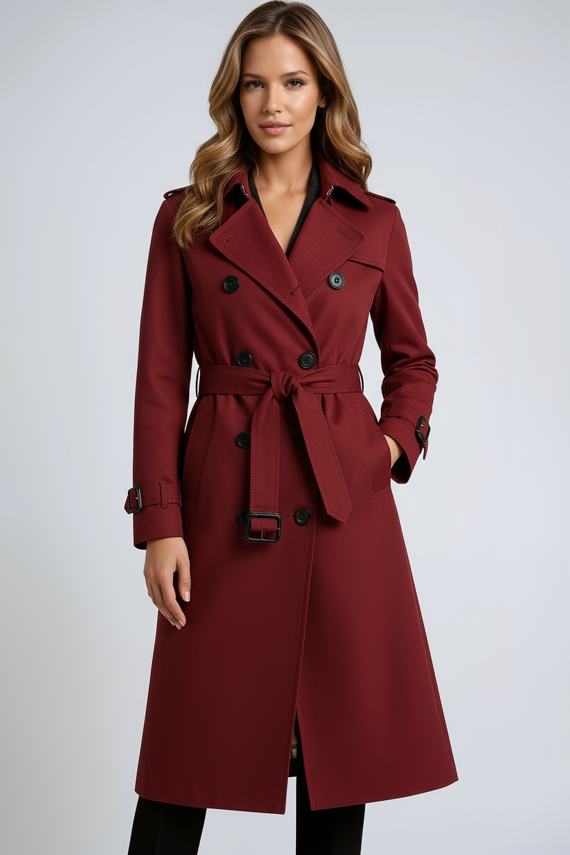 Trenchcoat Dames | Dubbele Knoopsluiting & Riem - Glamorix