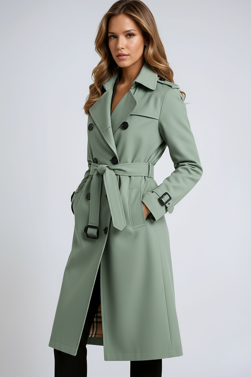Trenchcoat Dames | Dubbele Knoopsluiting & Riem - Glamorix