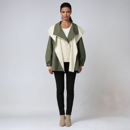 CLARA – Dames regenjas met hoge ritssluiting en minimalistisch design - Glamorix