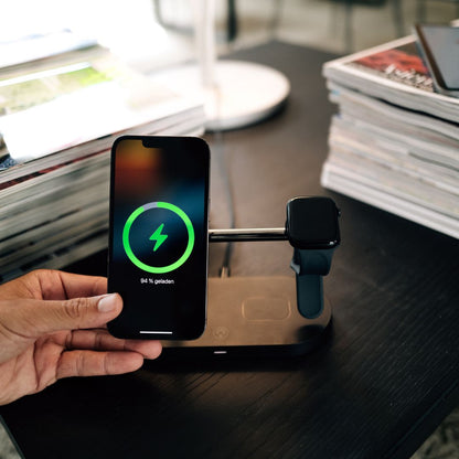 3-in-1 draadloos oplaadstation voor smartphone, smartwatch en earbuds – CHARGEHUB PRO - Glamorix