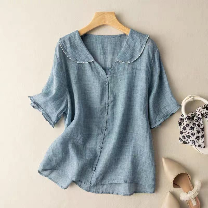Bodil - Kraagtop met knoopsluiting voor dames - Glamorix