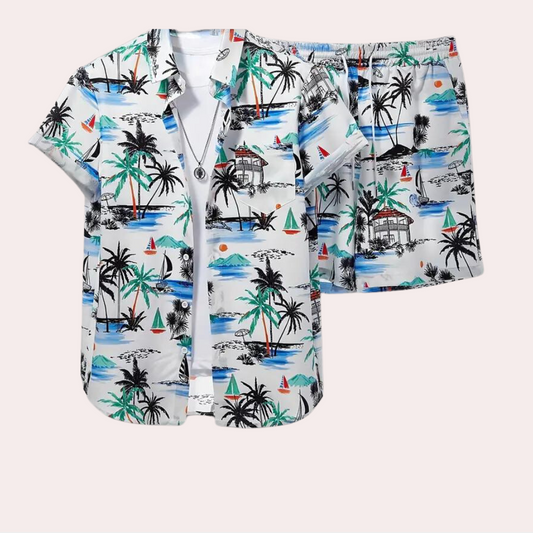 Heren set met T-shirt en short in relaxed fit – KAVERO ESSENTIALS - Glamorix