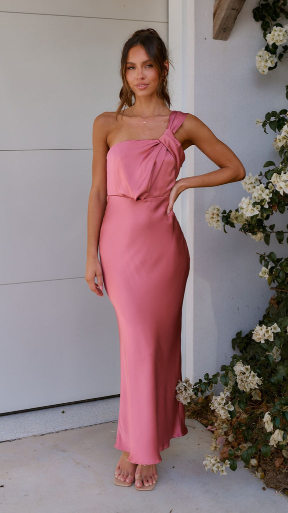 Asymmetrische maxi damesjurk met schouderstrik en elegante pasvorm – ARIA ONE - Glamorix